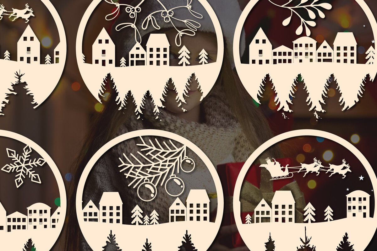 Intra απο ξύλο plywood 3mm-4mm πάχος Cut Χριστουγεννιάτικου Scene Δίασταση 15x15 cm INTRAFABR-37348616