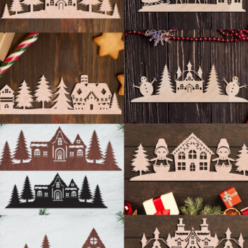 Intra απο ξύλο plywood 3mm-4mm πάχος Cut Χριστουγεννιάτικου Scene Δίασταση 15x15 cm INTRAFABR-105488391 - Image 1