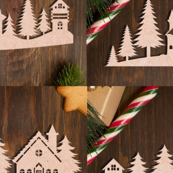 Intra απο ξύλο plywood 3mm-4mm πάχος Cut Χριστουγεννιάτικου Scene Δίασταση 15x15 cm INTRAFABR-105488391 - Image 2