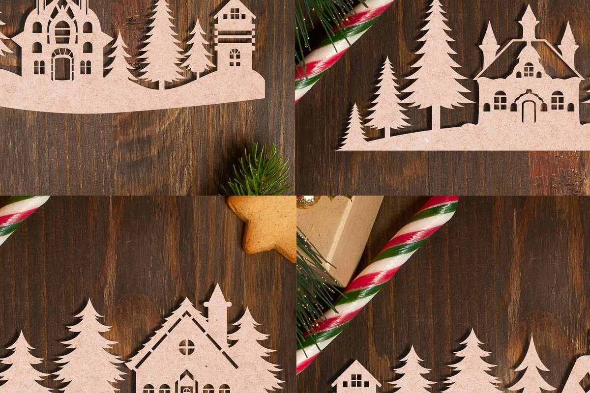 Intra απο ξύλο plywood 3mm-4mm πάχος Cut Χριστουγεννιάτικου Scene Δίασταση 15x15 cm INTRAFABR-105488391 - Image 2