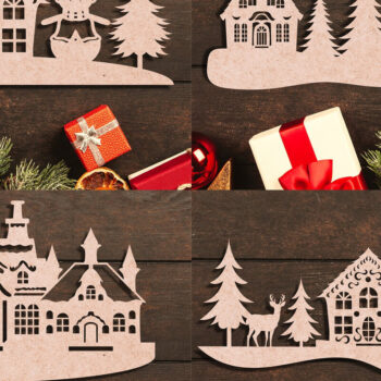 Intra απο ξύλο plywood 3mm-4mm πάχος Cut Χριστουγεννιάτικου Scene Δίασταση 15x15 cm INTRAFABR-105488391 - Image 3