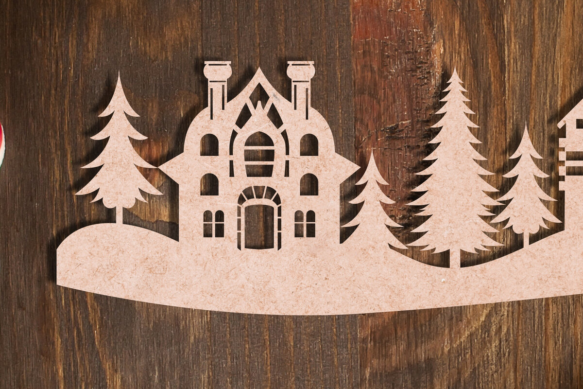 Intra απο ξύλο plywood 3mm-4mm πάχος Cut Χριστουγεννιάτικου Scene Δίασταση 15x15 cm INTRAFABR-105488391 - Image 6