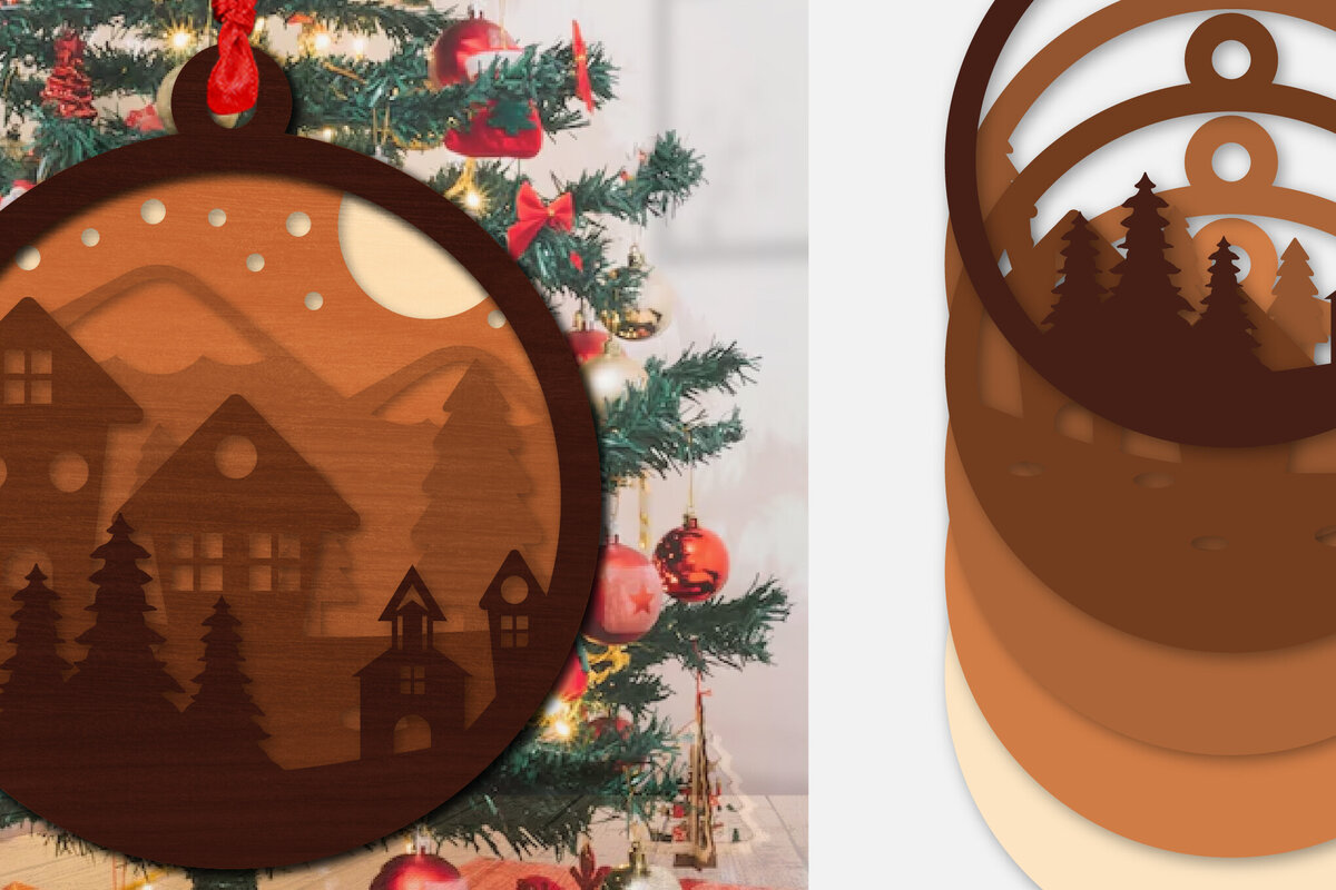 Intra απο ξύλο plywood 3mm-4mm πάχος Χριστουγεννιάτικη σκηνή Ornamanet  Δίασταση 30x20 cm INTRAFABR-110140812