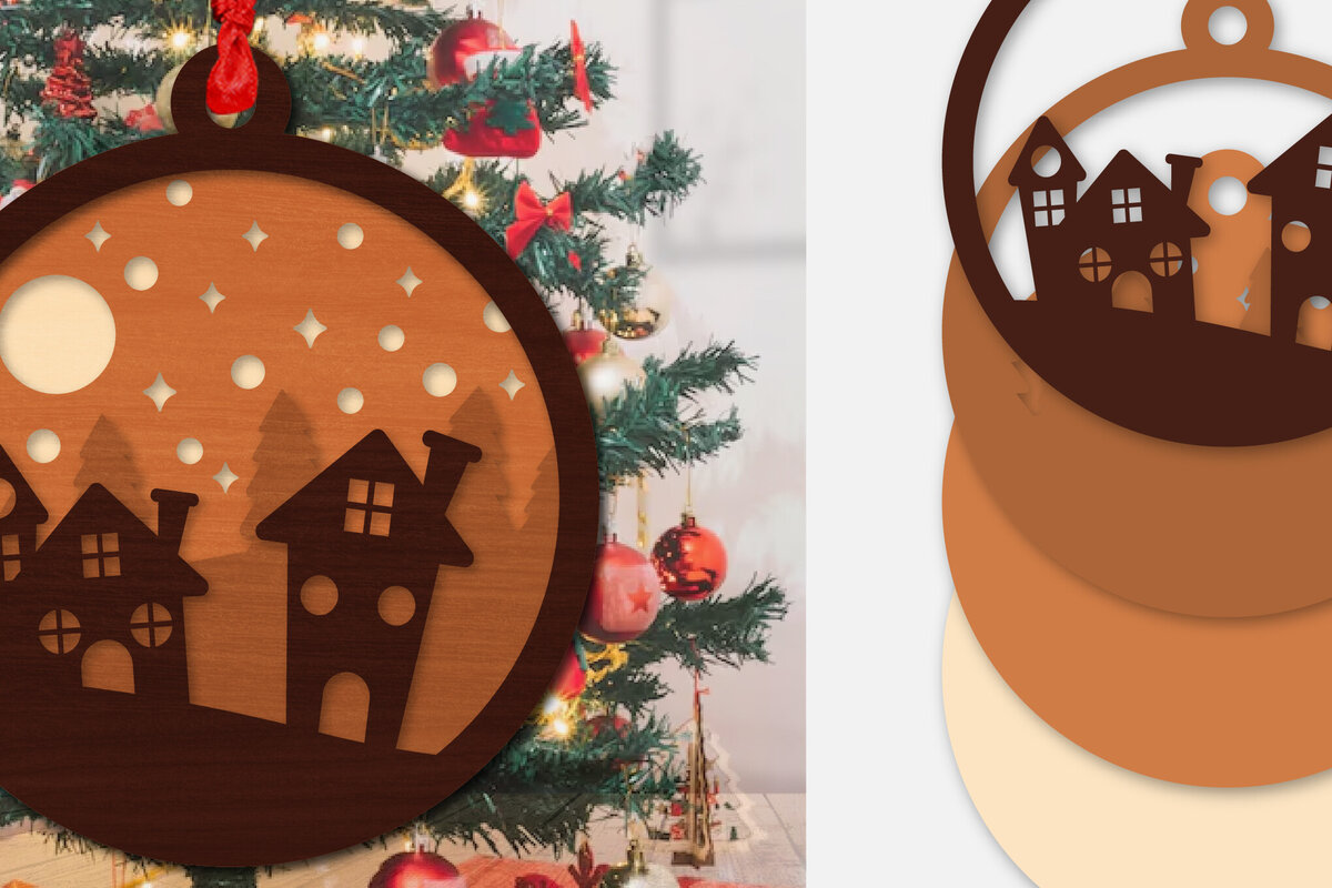 Intra απο ξύλο plywood 3mm-4mm πάχος Χριστουγεννιάτικη σκηνή Ornamanet  Δίασταση 30x20 cm INTRAFABR-110140772