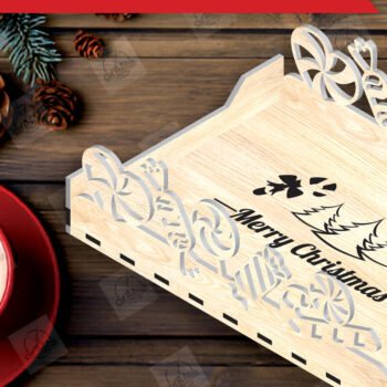Intra απο ξύλο plywood 3mm-4mm πάχος Χριστουγεννιάτικος δίσκος σερβιρίσματος Δίασταση 15x15 cm INTRAFABR-110859241 - Image 1