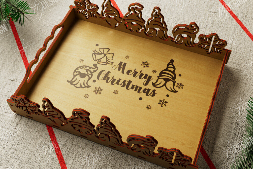 Intra απο ξύλο plywood 3mm-4mm πάχος Πρότυπο Δίσκου σερβιρίσματος Χριστουγέννων | CNC Δίασταση 15x15 cm INTRAFABR-107928945