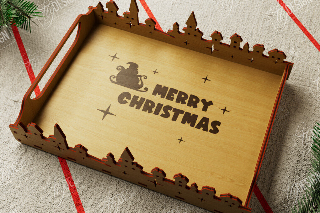 Intra απο ξύλο plywood 3mm-4mm πάχος Πρότυπο Δίσκου σερβιρίσματος Χριστουγέννων | CNC Δίασταση 15x15 cm INTRAFABR-107886882