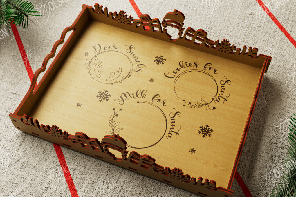 Intra απο ξύλο plywood 3mm-4mm πάχος Πρότυπο Δίσκου σερβιρίσματος Χριστουγέννων | CNC Δίασταση 15x15 cm INTRAFABR-107886914