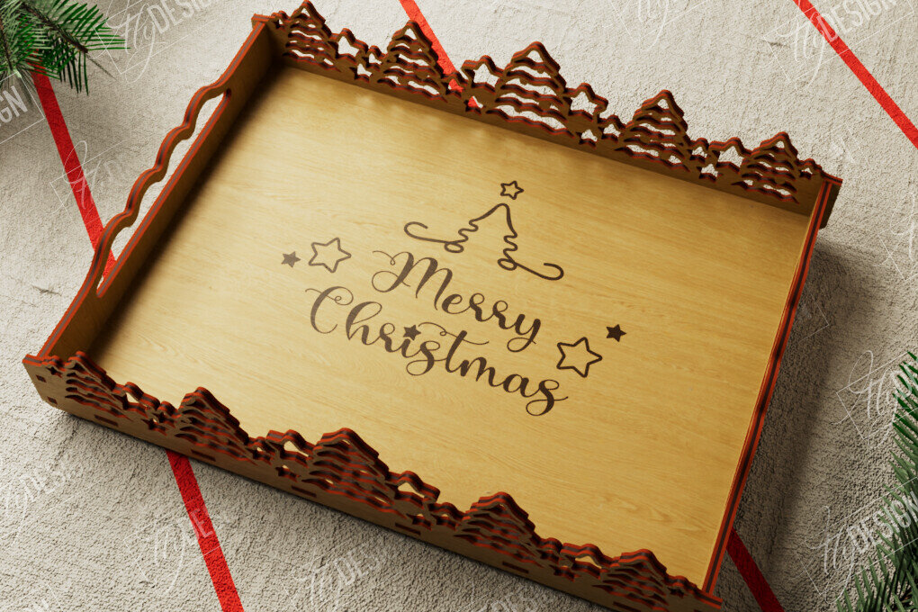 Intra απο ξύλο plywood 3mm-4mm πάχος Πρότυπο Δίσκου σερβιρίσματος Χριστουγέννων | CNC Δίασταση 15x15 cm INTRAFABR-107886937