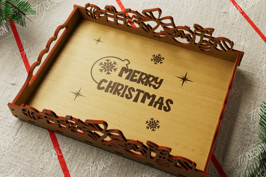 Intra απο ξύλο plywood 3mm-4mm πάχος Πρότυπο Δίσκου σερβιρίσματος Χριστουγέννων | CNC Δίασταση 15x15 cm INTRAFABR-107887034