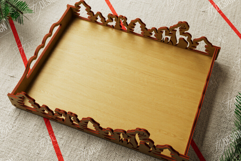 Intra απο ξύλο plywood 3mm-4mm πάχος Πρότυπο Δίσκου σερβιρίσματος Χριστουγέννων | CNC Δίασταση 15x15 cm INTRAFABR-107887061