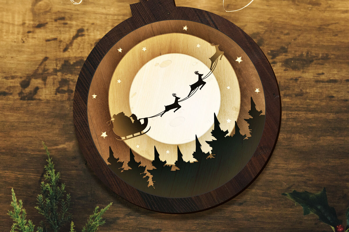 Intra απο ξύλο plywood 3mm-4mm πάχος κοπής με λέιζερ Christmas Shadow Box Δίασταση 25x25 cm INTRAFABR-80615894