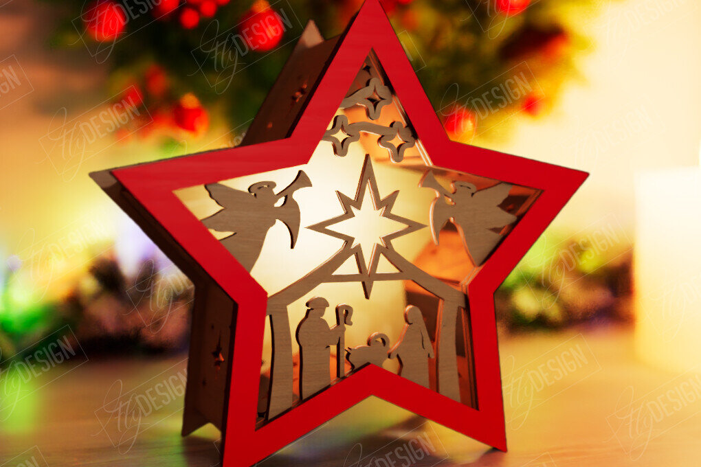 Intra απο ξύλο plywood 3mm-4mm πάχος Christmas Shadow Star Lantern | Αργία Δίασταση 15x15 cm INTRAFABR-108438903