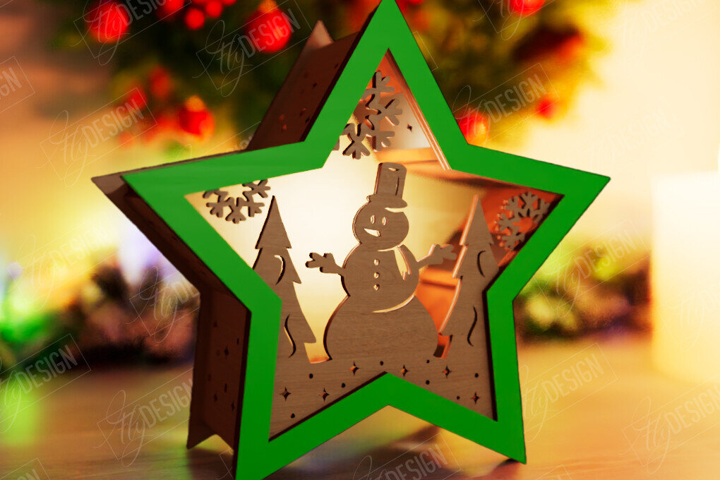 Intra απο ξύλο plywood 3mm-4mm πάχος Christmas Shadow Star Lantern | Αργία Δίασταση 15x15 cm INTRAFABR-108439051