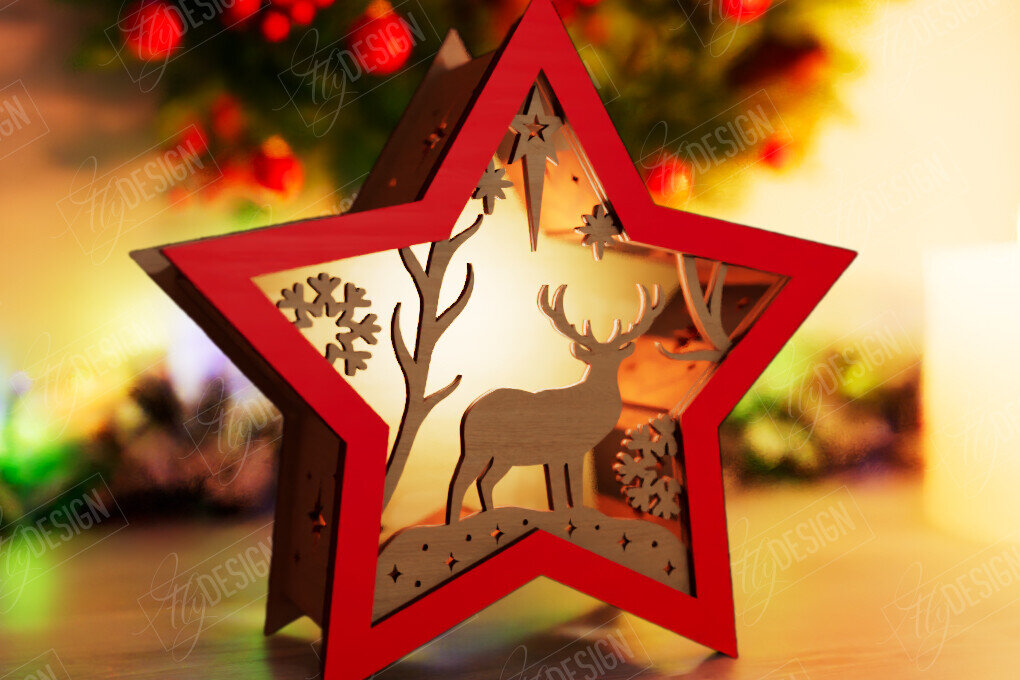 Intra απο ξύλο plywood 3mm-4mm πάχος Christmas Shadow Star Lantern | Αργία Δίασταση 15x15 cm INTRAFABR-108438835