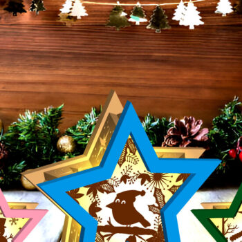 Intra απο ξύλο plywood 3mm-4mm πάχος Lantern Χριστουγέννων Shadow Star Δίασταση 15x15 cm INTRAFABR-109162083 - Image 2