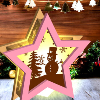 Intra απο ξύλο plywood 3mm-4mm πάχος Lantern Χριστουγέννων Shadow Star Δίασταση 15x15 cm INTRAFABR-109162083 - Image 4