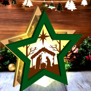 Intra απο ξύλο plywood 3mm-4mm πάχος Lantern Χριστουγέννων Shadow Star Δίασταση 15x15 cm INTRAFABR-109162083 - Image 6