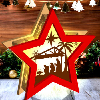 Intra απο ξύλο plywood 3mm-4mm πάχος Lantern Χριστουγέννων Shadow Star Δίασταση 15x15 cm INTRAFABR-109162083 - Image 7