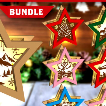 Intra απο ξύλο plywood 3mm-4mm πάχος Lantern Χριστουγέννων Shadow Star Δίασταση 15x15 cm INTRAFABR-109162186 - Image 1