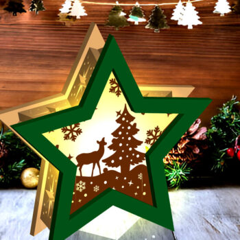 Intra απο ξύλο plywood 3mm-4mm πάχος Lantern Χριστουγέννων Shadow Star Δίασταση 15x15 cm INTRAFABR-109162186 - Image 3