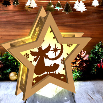 Intra απο ξύλο plywood 3mm-4mm πάχος Lantern Χριστουγέννων Shadow Star Δίασταση 15x15 cm INTRAFABR-109162186 - Image 6