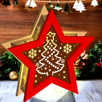 Intra απο ξύλο plywood 3mm-4mm πάχος Lantern Χριστουγέννων Shadow Star Δίασταση 15x15 cm INTRAFABR-109162186 - Image 11