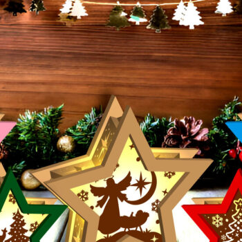 Intra απο ξύλο plywood 3mm-4mm πάχος Lantern Χριστουγέννων Shadow Star Δίασταση 15x15 cm INTRAFABR-109161615 - Image 2