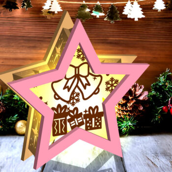 Intra απο ξύλο plywood 3mm-4mm πάχος Lantern Χριστουγέννων Shadow Star Δίασταση 15x15 cm INTRAFABR-109161615 - Image 5