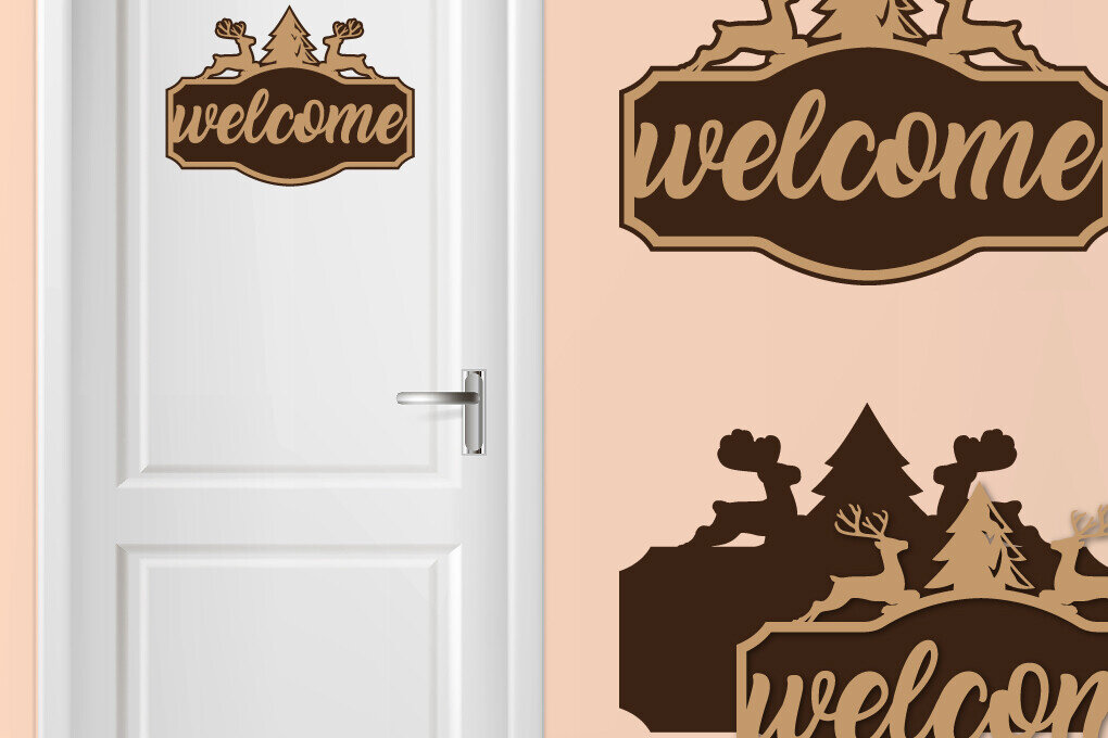 Intra απο ξύλο plywood 3mm-4mm πάχος Χριστουγεννιάτικο σημάδι - Χριστουγεννιάτικο σημάδι καλωσορίσματος Δίασταση 30x20 cm INTRAFABR-107616445