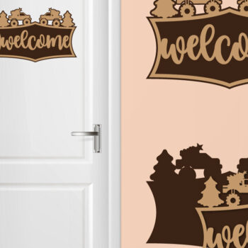 Intra απο ξύλο plywood 3mm-4mm πάχος Χριστουγεννιάτικο σημάδι - Χριστουγεννιάτικο σημάδι καλωσορίσματος Δίασταση 30x20 cm INTRAFABR-108989010 - Image 1