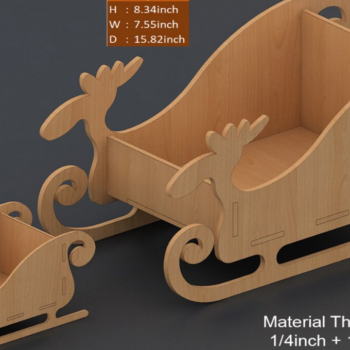 Intra απο ξύλο plywood 3mm-4mm πάχος Christmas Sleigh -  Design 082 Δίασταση 4x4 cm INTRAFABR-117799151 - Image 1