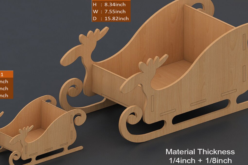 Intra απο ξύλο plywood 3mm-4mm πάχος Christmas Sleigh -  Design 082 Δίασταση 4x4 cm INTRAFABR-117799151