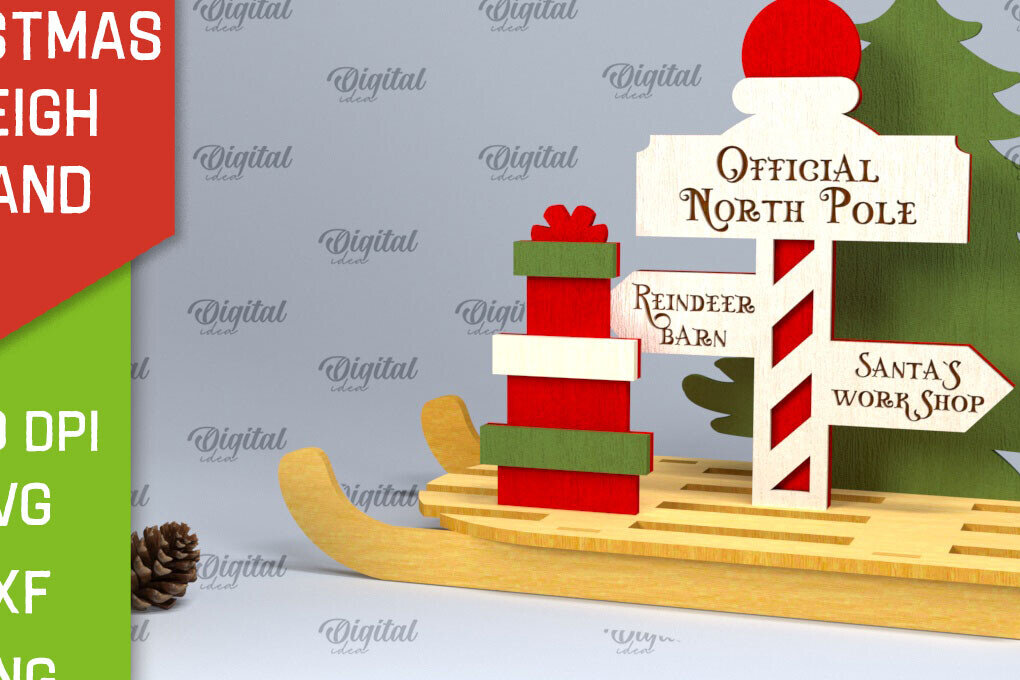 Intra απο ξύλο plywood 3mm-4mm πάχος Χριστουγεννιάτικη βάση έλκηθρου Σχέδιο κοπής με λέιζερ Δίασταση 15x15 cm INTRAFABR-100932288