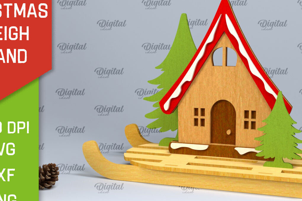 Intra απο ξύλο plywood 3mm-4mm πάχος Χριστουγεννιάτικη βάση έλκηθρου Σχέδιο κοπής με λέιζερ Δίασταση 15x15 cm INTRAFABR-100932407