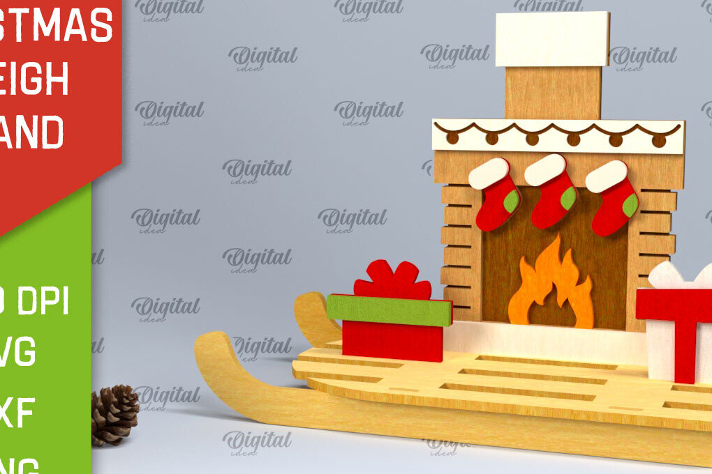 Intra απο ξύλο plywood 3mm-4mm πάχος Χριστουγεννιάτικη βάση έλκηθρου Σχέδιο κοπής με λέιζερ Δίασταση 15x15 cm INTRAFABR-100933211