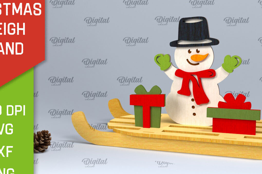 Intra απο ξύλο plywood 3mm-4mm πάχος Χριστουγεννιάτικη βάση έλκηθρου Σχέδιο κοπής με λέιζερ Δίασταση 15x15 cm INTRAFABR-100933700