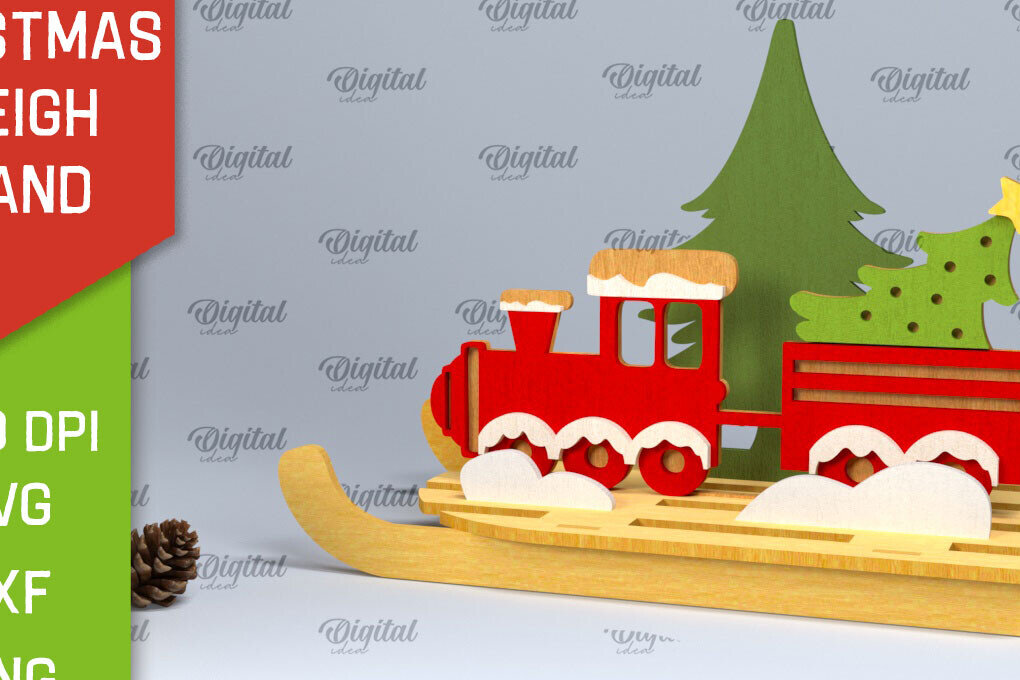 Intra απο ξύλο plywood 3mm-4mm πάχος Χριστουγεννιάτικη βάση έλκηθρου Σχέδιο κοπής με λέιζερ Δίασταση 15x15 cm INTRAFABR-100934185