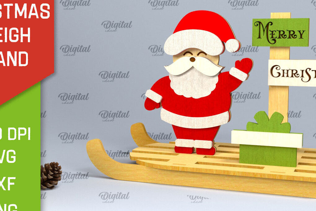 Intra απο ξύλο plywood 3mm-4mm πάχος Χριστουγεννιάτικη βάση έλκηθρου Σχέδιο κοπής με λέιζερ Δίασταση 15x15 cm INTRAFABR-100931809