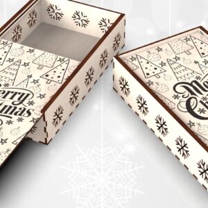 Intra απο ξύλο plywood 3mm-4mm πάχος Χριστουγεννιάτικο Συρόμενο Καπάκι Αναμνηστικό Κουτί δώρου Δίασταση 15x15 cm INTRAFABR-109675513