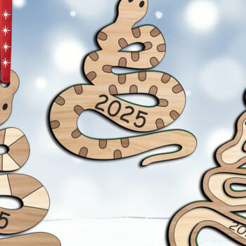 Intra απο ξύλο plywood 3mm-4mm πάχος Χριστουγεννιάτικο στολίδι φιδιών κινεζικό έτος Δίασταση 8x8 cm INTRAFABR-112045271 - Image 2