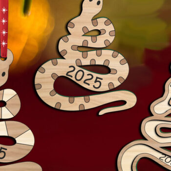 Intra απο ξύλο plywood 3mm-4mm πάχος Χριστουγεννιάτικο στολίδι φιδιών κινεζικό έτος Δίασταση 8x8 cm INTRAFABR-112045271 - Image 3