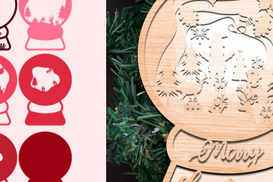 Intra απο ξύλο plywood 3mm-4mm πάχος Christmas Snow Globe Paper Cut Δίασταση 15x15 cm INTRAFABR-80306418