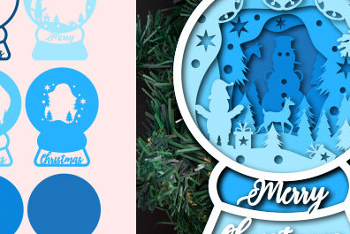 Intra απο ξύλο plywood 3mm-4mm πάχος Christmas Snow Globe Paper Cut Δίασταση 15x15 cm INTRAFABR-80306429