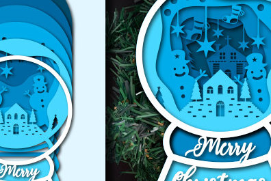 Intra απο ξύλο plywood 3mm-4mm πάχος Christmas Snow Globe Paper Cut Δίασταση 15x15 cm INTRAFABR-80306444