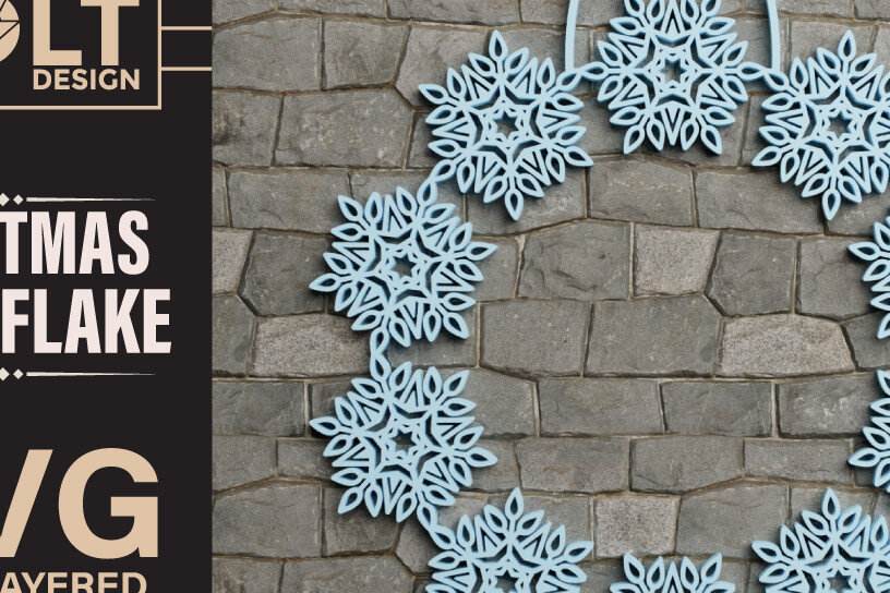 Intra απο ξύλο plywood 3mm-4mm πάχος Χριστουγεννιάτικη νιφάδα χιονιού 3D Layered Cut Δίασταση 40x40 cm INTRAFABR-76017962