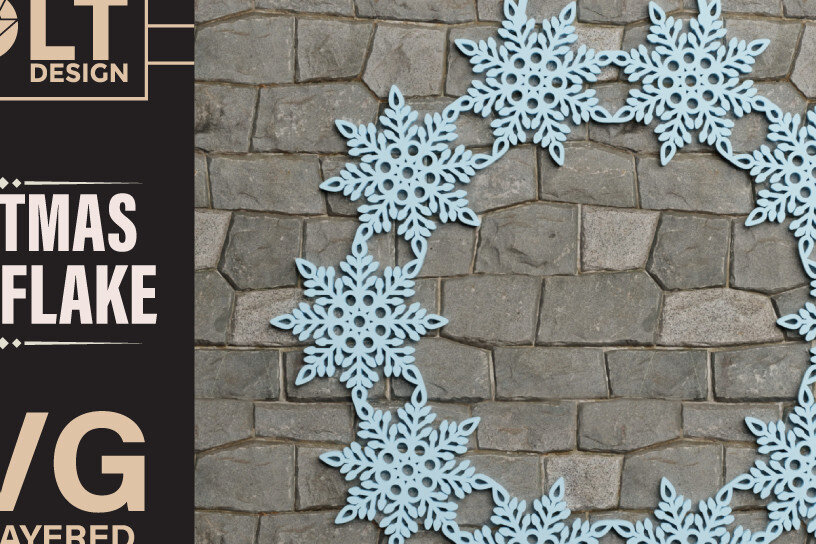Intra απο ξύλο plywood 3mm-4mm πάχος Χριστουγεννιάτικη νιφάδα χιονιού 3D Layered Cut Δίασταση 40x40 cm INTRAFABR-76017999