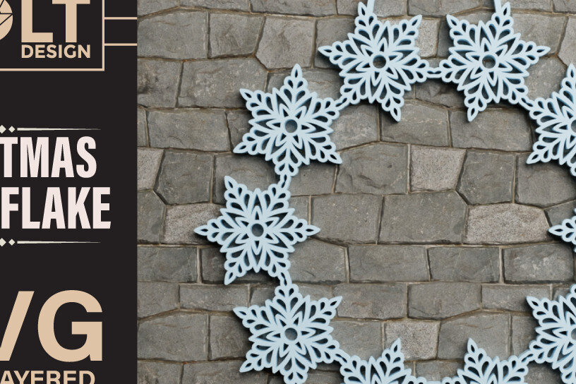 Intra απο ξύλο plywood 3mm-4mm πάχος Χριστουγεννιάτικη νιφάδα χιονιού 3D Layered Cut Δίασταση 40x40 cm INTRAFABR-76018032