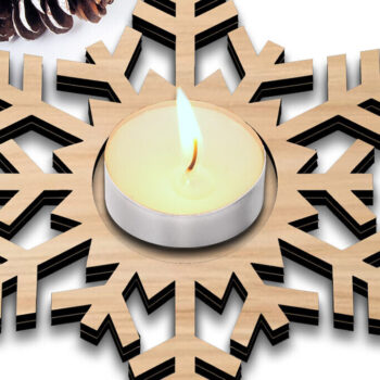 Intra απο ξύλο plywood 3mm-4mm πάχος Χριστουγεννιάτικο κερί νιφάδας χιονιού Δίασταση 15x15 cm INTRAFABR-106948035 - Image 1