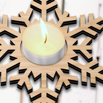 Intra απο ξύλο plywood 3mm-4mm πάχος Χριστουγεννιάτικο κερί νιφάδας χιονιού Δίασταση 15x15 cm INTRAFABR-106948035 - Image 2